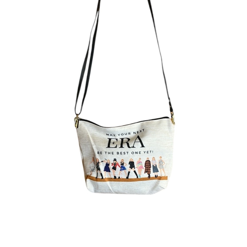 Taylor Swift Era Tour Stylish Beige WovenCrossbody Bag w/ Removable Black Strap